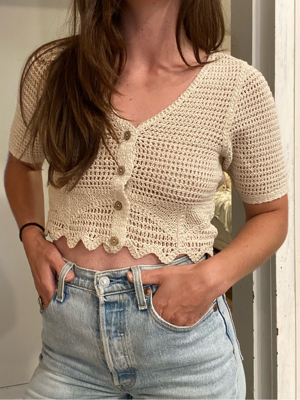 Rebellion again Open-Knit Crochet Cardigan Sweater